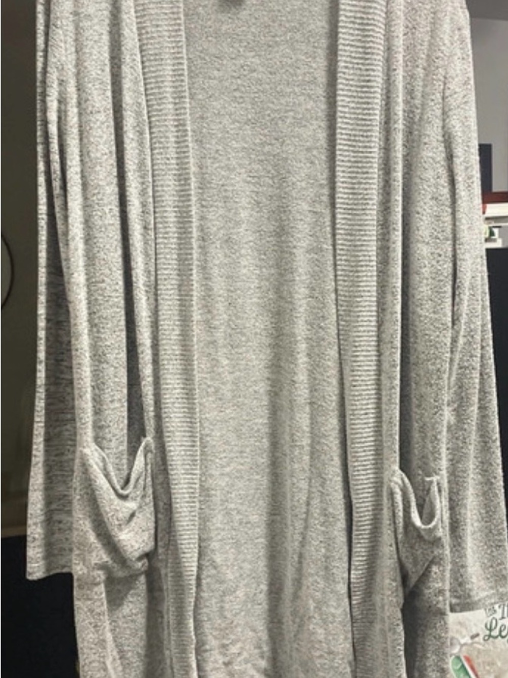 Light Gray Open-Front Women's Cardigan with Pockets